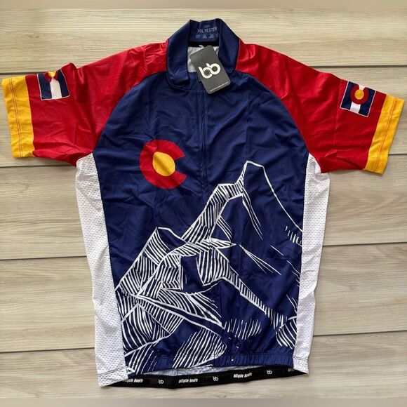 Bicycle Booth Colorado Club Cycling Jersey Blue Large NWT IN PACKAGE - Picture 3 of 7